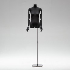 黑色扁身模特道具平胸韓版半身櫥窗陳列女裝服裝店模特展示架全身櫥窗模特兒 擺攤人檯模特兒 人形模特兒, 黑扁身/鏡面加厚圓盤/黑色手