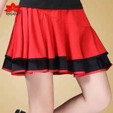 피겨스케이트 살색 피겨복 스타킹 피겨 타이즈 레깅스, 1개, 브라이트레드 양면 숏 스커트