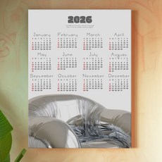 세잔느화실 2026 감성 한컷 원페이퍼 캘린더 포스터 거실액자 한장 달력 벽장식 벽꾸미기 캔버스액자, Silver 2026, 캔버스액자 (21x26cm)