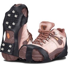 i-style 升級加大釘 10爪鋼釘防滑冰爪鞋套 彈性佳 雪地登山草地【AE10409】, 黑色