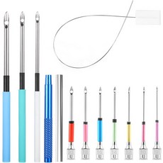 보관함이 있는 AOZUO 13PCS 펀치 바늘 키트 10 사이즈 조절 가능한 도구 금속 튜브 자수 세트 초보 치실 크로스 스티치 DIY 공예품