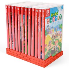 이이네 게임 카드 케이스 수납 스탠드 클래식 브릭 설계 닌텐도 스위치 타이틀 보관함 12장 카드 수납 거치대 닌테도 스위치 호환, L988, 1개, 빈티지 레드