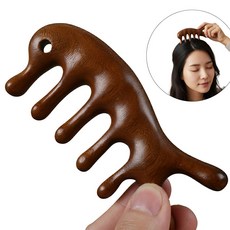 제이앤더 나무 괄사 전신 경락 두피 마사지기 1세트, 갈색계열, 1개