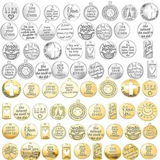 Hicarer 60피스 하우스키핑 주간 선물 영감을 주는 단어 참 공예 용품 펜던트 비즈 주얼리 제작용 재료 액세서리 DIY 목걸이 팔찌용 아연 보석 없음 148, Hicarer 60피스 하우스키핑 주간 선물 영감을 주