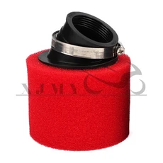 JS 블랙 및 레드 스트레이트 넥 폼 에어 필터 스폰지 클리너 모페드 스쿠터 더트 피트 자전거 오토바이, Red 48MM, 05 Red 48MM