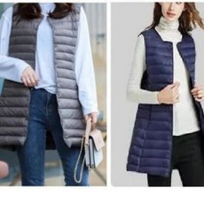 여성 오리털 롱 패딩 조끼 덕다운 경량 퀼팅 베스트_WFGACIB, 인디핑크