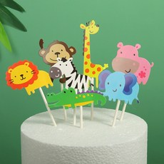 (7개)동물토퍼 동물원토퍼 원숭이 기린 사자 악어 하마토퍼