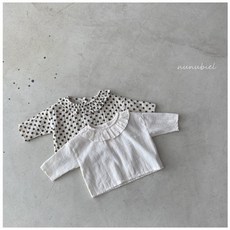 nunubiel 荷葉領點點襯衫 寶寶上衣 女童上衣 嬰幼童 嬰兒上衣 兒童上衣 兒童衣服 女童衣服 韓國童裝