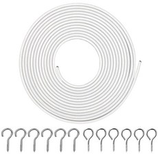 화이트 커튼 와이어 5미터 벽 장식 그림 걸이 키트 나사 눈과 후크 6쌍 포함 네트 봉 빨랫줄 장식용 155376