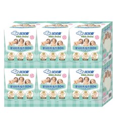 拭拭樂 紗布巾 80抽/6盒 嬰兒紗布毛巾 乾濕兩用巾 柔仕巾 柔仕巾 潔牙巾 清淨棉 嬰兒 寵物 OMA&Baby, 1個