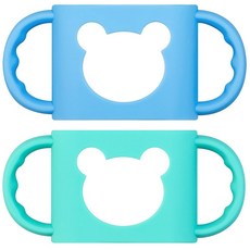 젖병 손잡이 내구성 있는 등급 실리콘 전환 시피 컵 손잡이 넓은 목 젖병 귀여운 곰 디자인, Blue/Turquoise