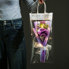 針織毛線向日葵花束DIY手工畢業禮物教師節禮物媽媽禮物玩偶花束臺灣出貨, 1個, 漸變紙-紫色康乃馨成品（送禮袋燈串賀卡）