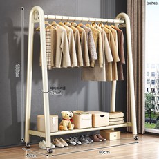 심플 스탠드 행거 옷걸이 선반형 이동식 옷수납 정리 행거 침실 드레스룸 정리대, 우유화이트 80x150x 단층 수납