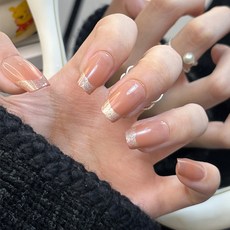 小紅書爆款穿戴甲高級感貓眼水鑽美甲片漸變輕奢純欲假指甲貼30片, 1個, BS2091金邊法式:手工甲XS碼#10片/袋