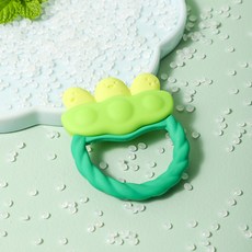 DFMEI 豌豆牙膠磨牙棒嬰兒硅膠玩具可選收納盒健齒食品級可啃咬, 1個, 如圖, 豌豆牙膠(裸裝)