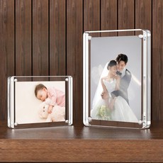 아크릴 웨딩 액자 투명 포토 프레임 결혼 자석액자, 2개, 둥근 모서리