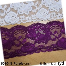 DKLACE-6080-N / 자가드 스판 레이스 폭 8cm 자수 원단 홈패션 리폼 부자재, 3개, Wine