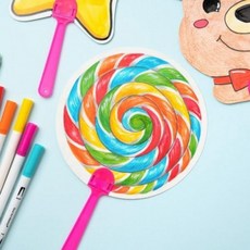 부채 무지 만들기 종이 꾸미기 DIY 재료 (10개입), 1개, 토끼 SDOPP0124