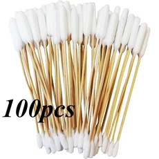 50/100/250/300/400/500/1000Pcs 애완 동물 면봉 강아지 귀 청소를위한 나무 손잡이가있는 일회용 긴 스틱, 22 100pc15cmDoublePet