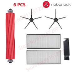 Roborock 메인 사이드 브러시 천 HEPA 필터 키트 로봇 진공 청소기 액세서리 S7 S7Max T7S 플러스, 01 Black 6pcs
