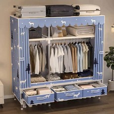 可攜式衣櫃，加大容量，防塵布簾，簡易組裝，臥室收納, 林間夢境