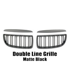 E91 올 그릴 슬랫 호환 시리즈 듀얼 블랙 교체용 차량 프론트 실버 2008 크롬 다이아몬드 레이싱 용 3 스타일 E90 XVIP BMW 2005, Double-Matte Black