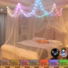 침대 캐노피 캐노피 침대 커튼 풀 퀸 킹 사이즈 침대 모기장 침대 캐노피 침대 캐노피 커튼 파티오 실내 야외 고딕 룸 장식 스크린 네트 캐노피 커튼 블락, Rgb White