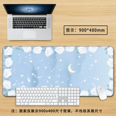 라이트 블루 감성 대형 마우스 패드 - XXL 카와이 데스크 매트 (여성용) 사무실 PC 설치용 미끄럼 방지 키, 03 LockEdge 30X60X2MM, 03 E