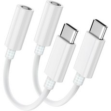 슬리야 USB C 3.5mm 헤드폰 잭 어댑터 아이폰 171615 프로맥스용 하이레조 오디오 DAC 동글 보조 케이블 변환기 삼성 갤럭시 아이패드 차량 USBC 기기용 2개입, 2, White/USB C