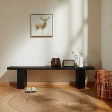통나무 벤치 원목 북유럽 대기 실내, 블랙 150cm