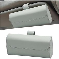 자동차 바이저 클립용 스마일푸이 마그네틱 가죽 선글라스 케이스 선 바이저용 홀더 클립 안경걸이 거치대 보관함 자동 안경 보호 상자 그레이, Gray