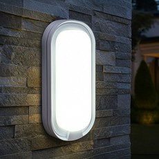 비츠온 메가맨 LED 타원형 15W 방우 방습 벽등 직부등 실내 실외 IP65 조명, 화이트바디 주광색