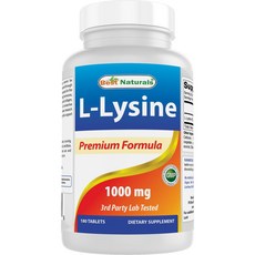 베스트 내추럴스 L-라이신 1000 mg 180 타블렛, 1 Bottle, 180정, 1개