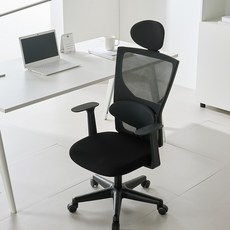 체어스코 네이처 사무용 컴퓨터 의자 허리받침세트, 블랙