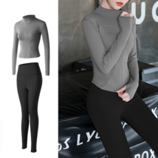 Makone 여성 요가복 상하의 2종 세트 트레이닝 헬스 조깅 헬스복 투피스