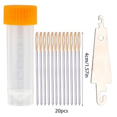 18/20pcs 크로스 스티치 바늘 가죽 바느질 키트 골드 테일 바늘 무딘 자수 바늘 크로스 스티치 바느질 도구, 4cm