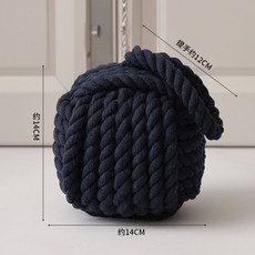 桃園出貨 防撞門檔 地中海風 圓形門阻 創意裝飾 家用餐廳 棉麻防撞球 防滑門擋, 方形門擋深藍棉線款, 1個