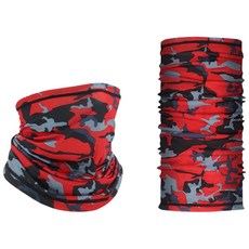 運動頭巾 防曬冰絲面罩 機車騎士防風頭套 涼感透氣圍脖 戶外登山釣魚百變頭巾, 迷彩紅|冰絲面料