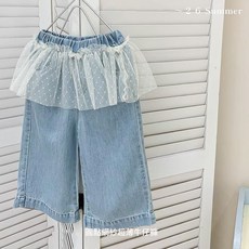 女童夏裝休閒褲子薄款2026夏季新款韓系網紗屁簾薄柔軟舒適牛仔褲