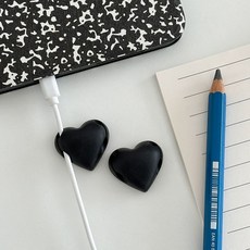 이이공브이샵 하트 2구 케이블홀더 전선정리 케이블고정 차량 충전기 고정 클립, 블랙, 1개