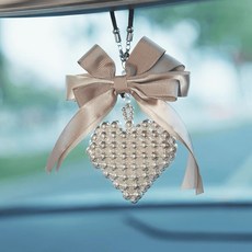 汽車掛件女精緻高級感車內後視鏡掛飾車載愛心吊飾裝飾品女司機, 1個, 手工愛心掛件【蝴蝶結】