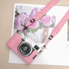 필름 x half 카메라 포함 하프케이스 가죽 스트랩 보호 케이스, BU. 후지 x100vi 핑크 보호 커버  숄, BU. 후지 x100VI 핑크 보호 커버  어