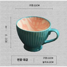 비브랜드 볼 시리얼 도자기 머그잔 카페 대용량 컵 커피 스프 투톤 그린, 푸른 색