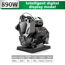 220V 워터 펌프 디지털 디스플레이 부스터 펌프 자동 수돗물 펌프 가압 펌프 미니 자흡 펌프, 02 890W, 01 유럽 ​​연합