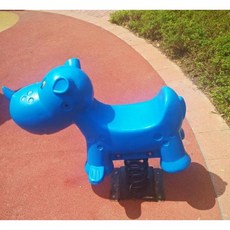 흔들 목마 놀이터 놀이기구 승마 야외 스프링 시소 흔들의자, 55 푸른코뿔소