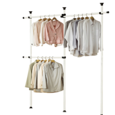 落地式伸縮掛衣架 寬度1.4-2.2m 高度1.1-3.1m 免打孔, 白色