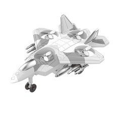 棕黃色慣性滑輪戰鬥機玩具, 銀色四軸, 1個