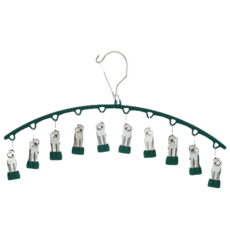 曬衣夾 防風不鏽鋼多功能晾曬架, 01.墨綠-弧形多夾衣架, 1個