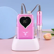 호환 OEM 심장 HD 디스플레이 35000rpm 전기 충전식 무선 네일 드릴 머신 휴대용 매니큐어, 02, 08 Glowing logo - nail
