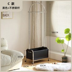 코트 걸이 엔틱 옷걸이 매장 레트로 가게, C타입 블랙 스텐바